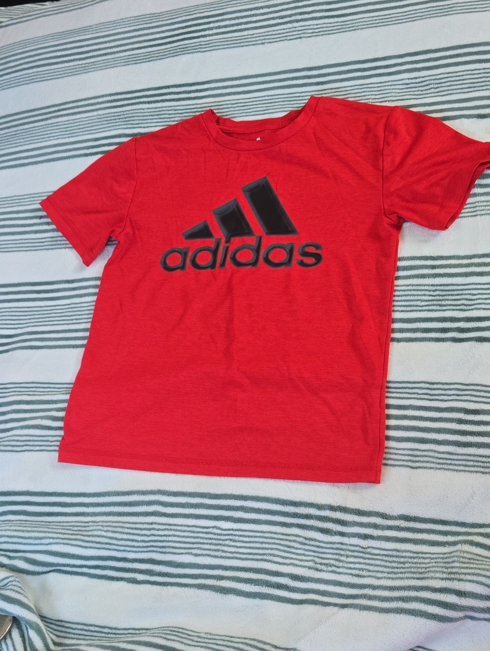 adidas Red Boys Size 8 Tee with Black Logo - Kids Short Sleeve
